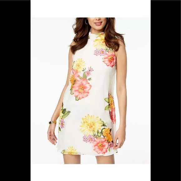 EUC Jessica Howard white floral chiffon shift sheath dress 4P wedding guest yes - Picture 3 of 12